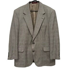 Nordstrom Men's Blazer Suit Jacket 46R Wool Silk Blend Gray Plaid Business